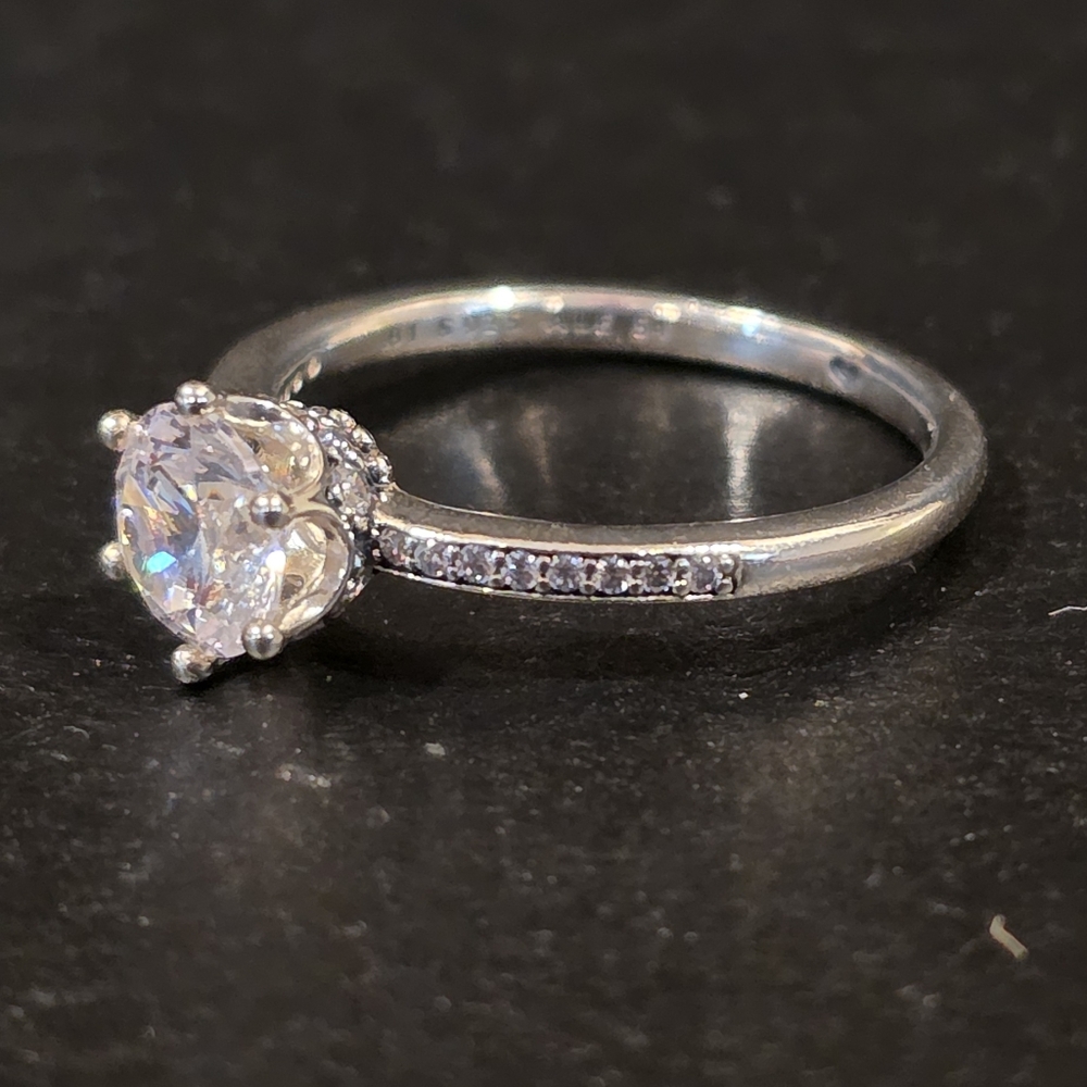 Pandora Clear Sparkling Crown Solitaire Ring, Sterling Silver - Picture 5 of 10